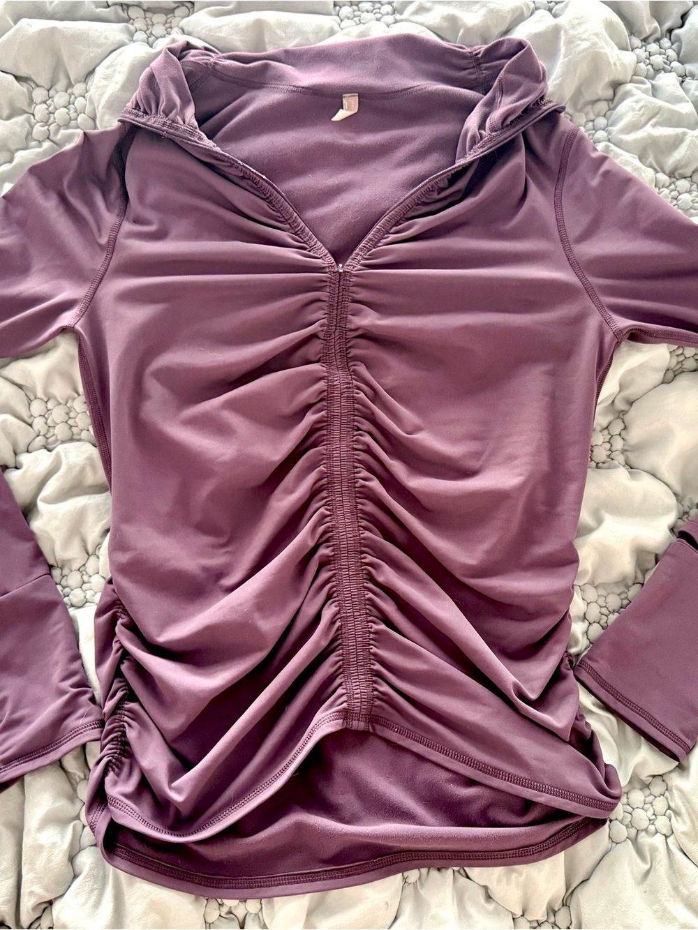 FP Movement by Free People Wonderland Ruched Long Sleeve  Top - Mauve Purple